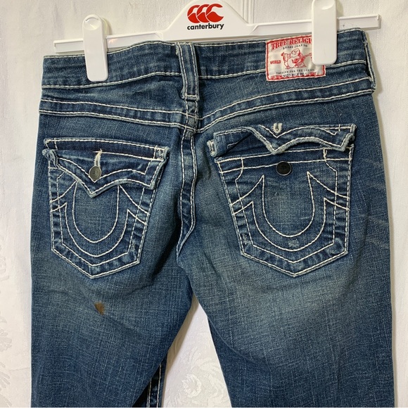 True Religion y2k Jeans low Rise Size 27 bedazzled Pocket - Picture 2 of 12
